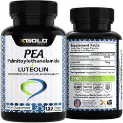 Lifestyle scene with X Gold Health capsules and bottle for daily use.