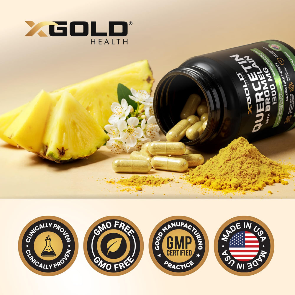 X Gold Health vegetarian capsules, gluten- and dairy-free option.