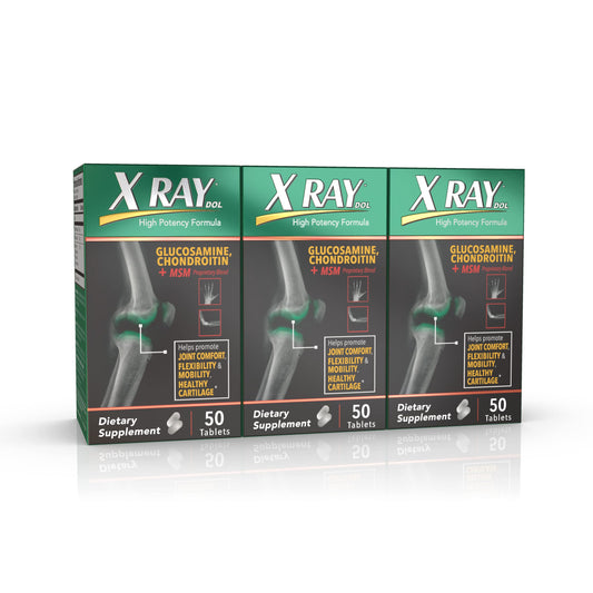 X Ray Dol bottle front view showing triple-action joint support formula for mobility
