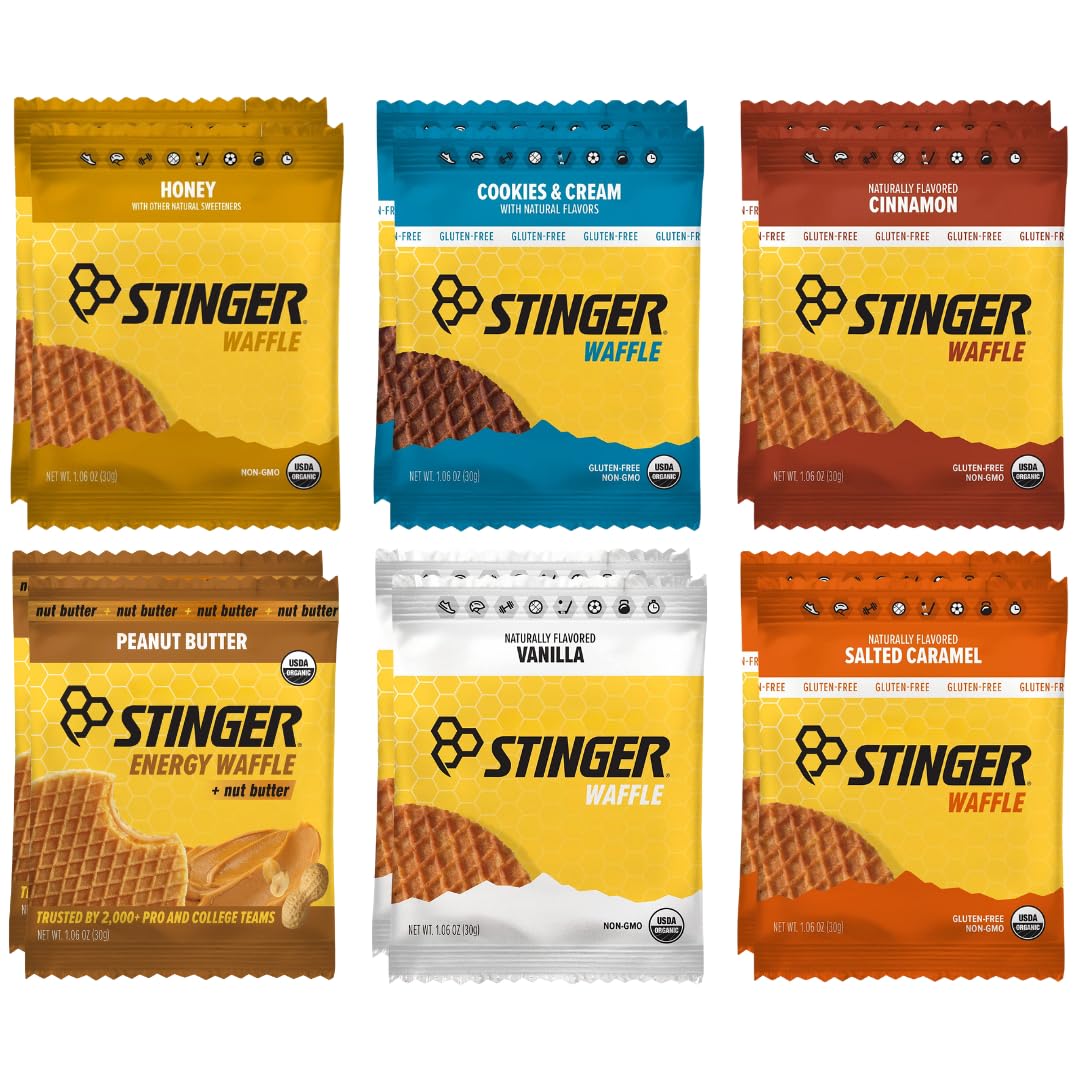 X-Zone Honey Stinnger organic waffle variety pack with six flavors for workout fueling and endurance