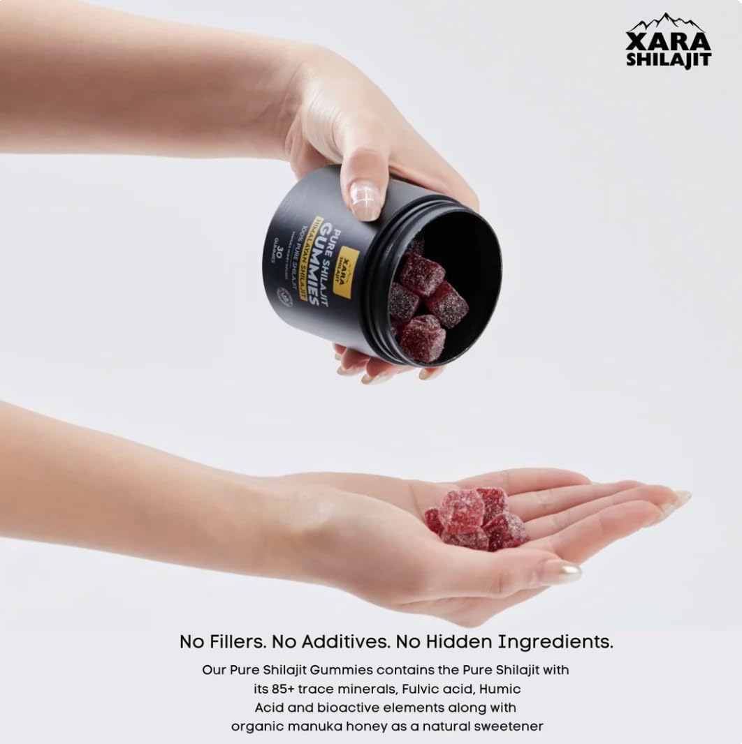 Xara Shilajit Gummies in pack image for easy daily wellness