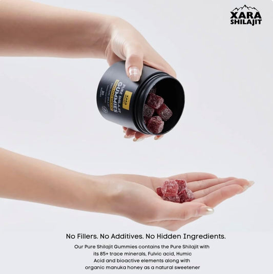 Xara Shilajit Gummies in pack image for easy daily wellness