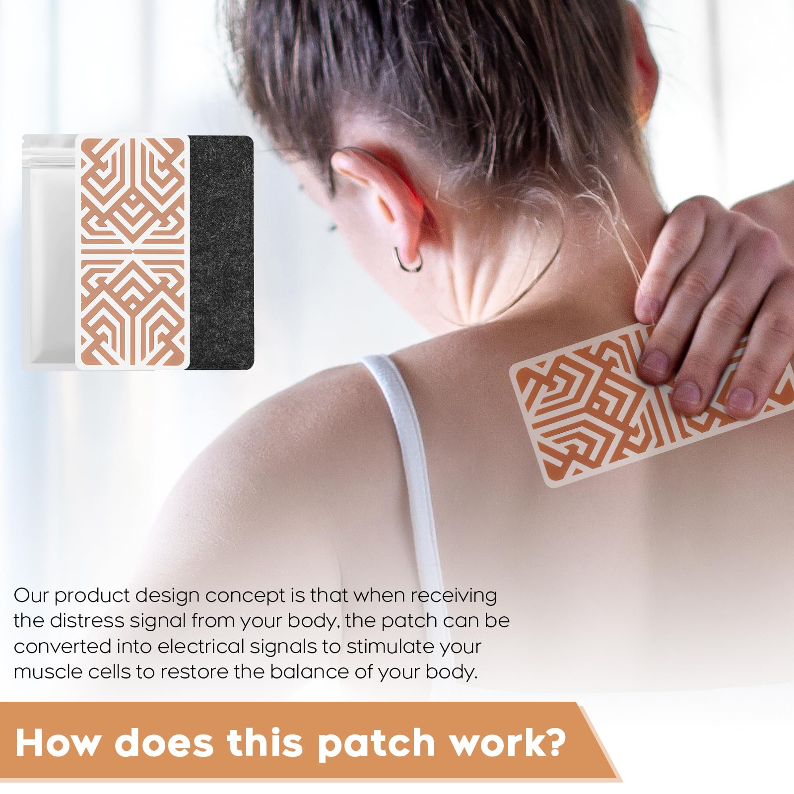 XAYIUIYAX reusable patch neck closeup showing flexible adhesion for movement