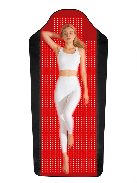 Xefinic full-body red light therapy mat covering the torso and legs for broad comfort