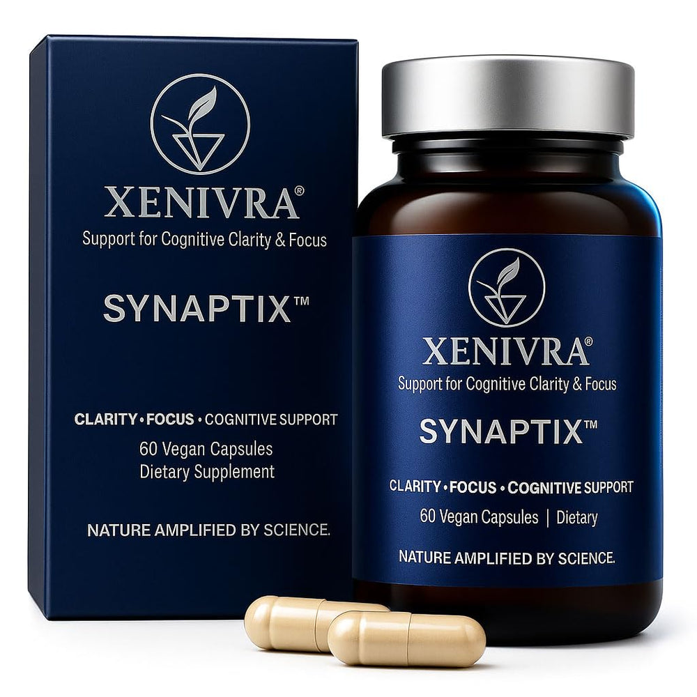 Xenivra Synaptix bottle for daily focus support.