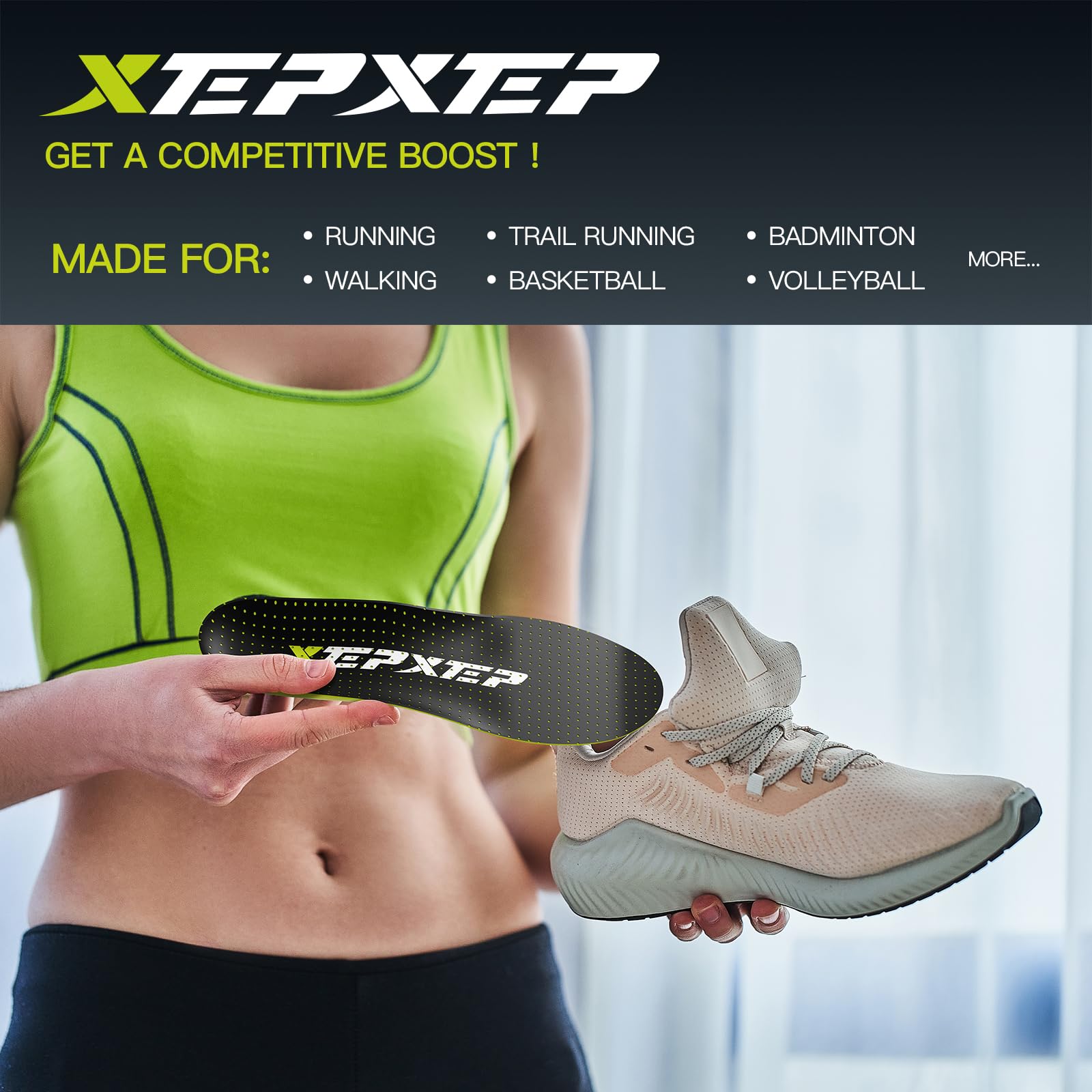 XEPXEP 2026 Sport insoles fit a wide range of athletic shoes for versatility.