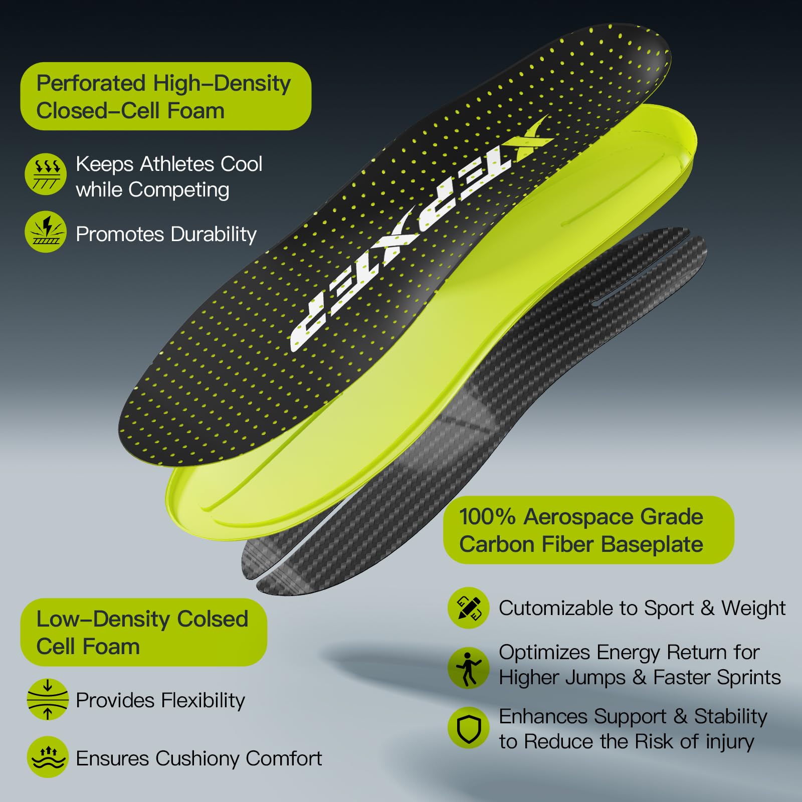 XEPXEP breathable honeycomb mesh insole keeps feet dry and fresh.