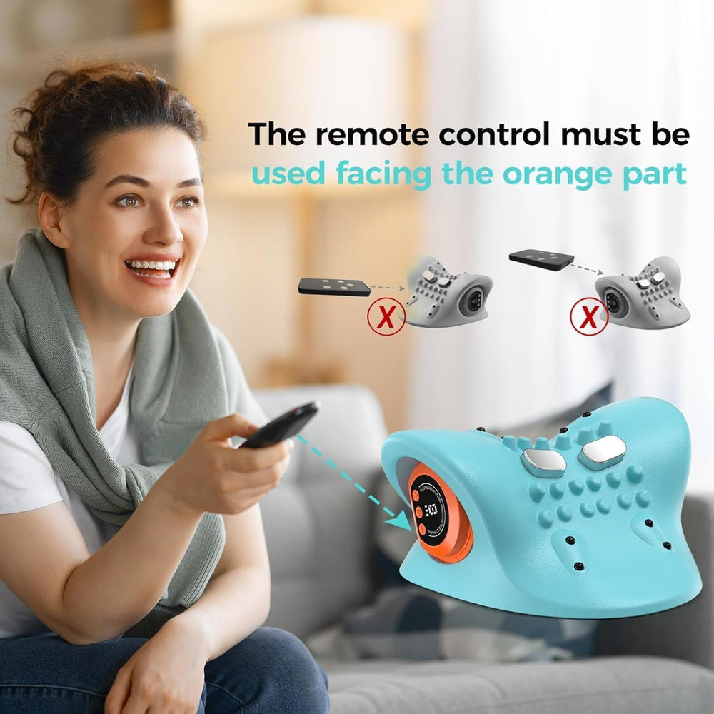 XHalvaen neck massager remote control illustrates easy mode and heat adjustments.