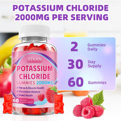 XIAAN potassium gummies nutrition facts panel emphasizes adult electrolyte support.