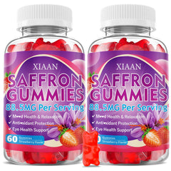 XIAAN saffron gummies bottle with strawberry flavor for daily calm and vitality