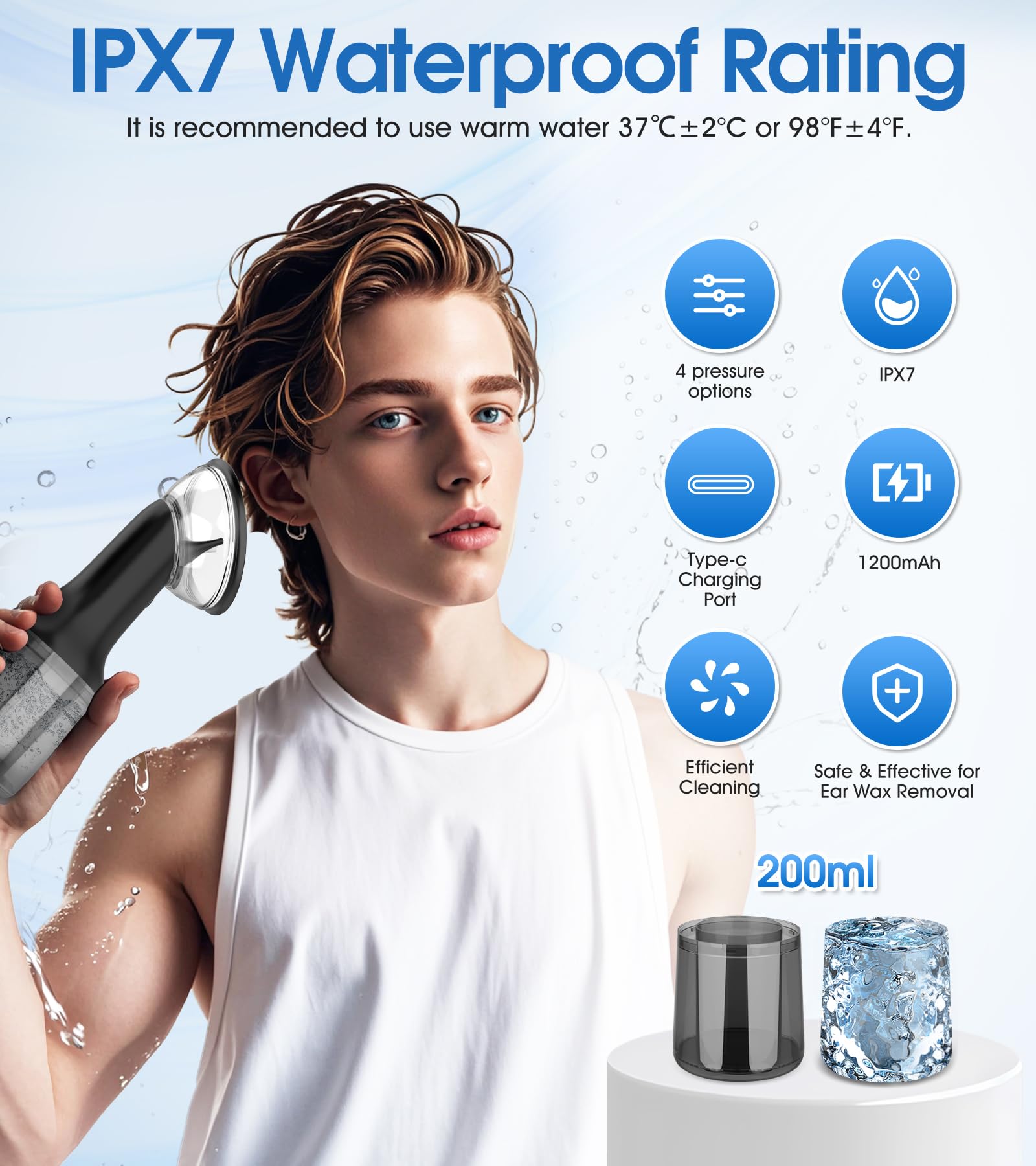 XIAOJINYU IPX7 waterproof ear washer ready to clean under running water.