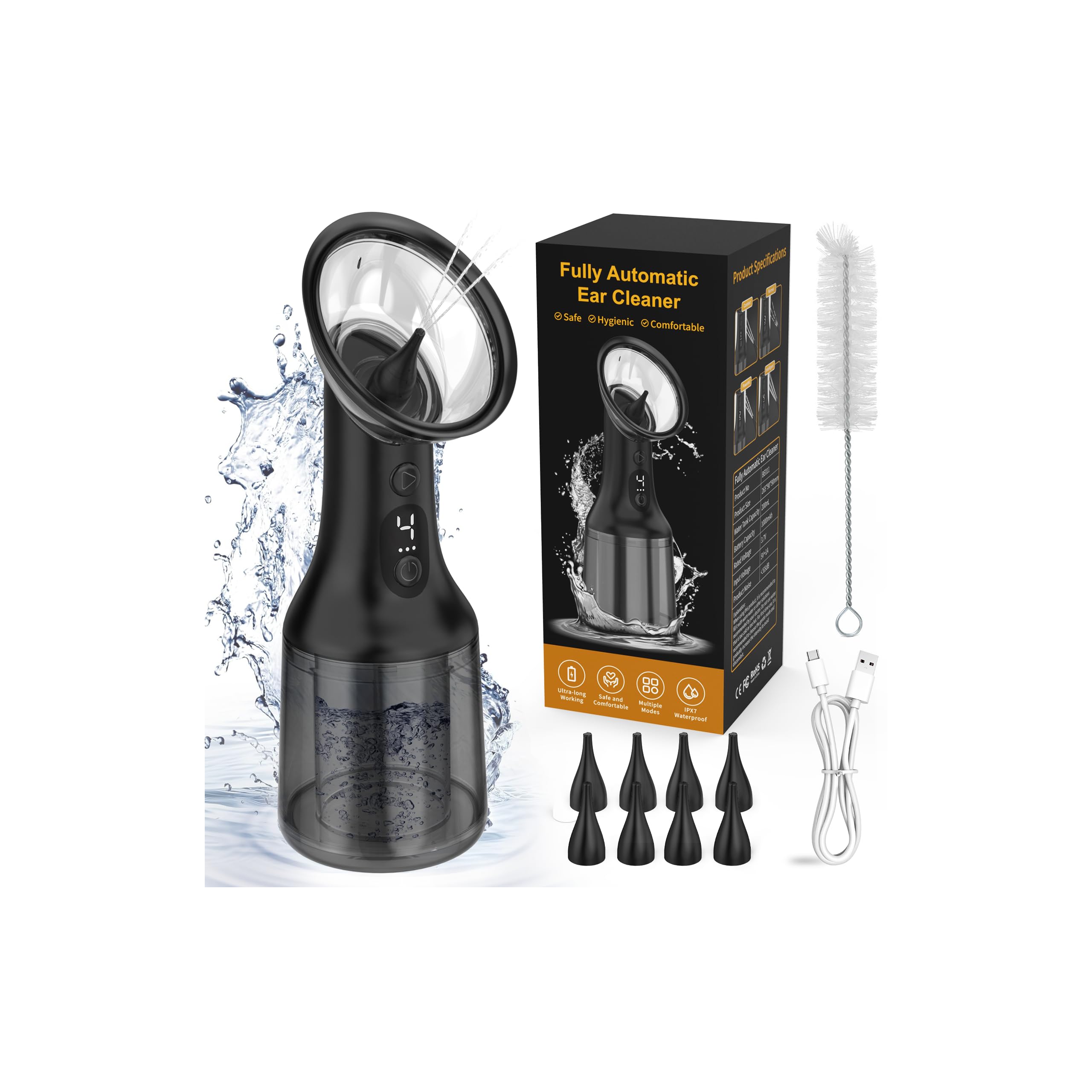 XIAOJINYU upgraded ear wax removal kit with pump stream for gentle cleaning.