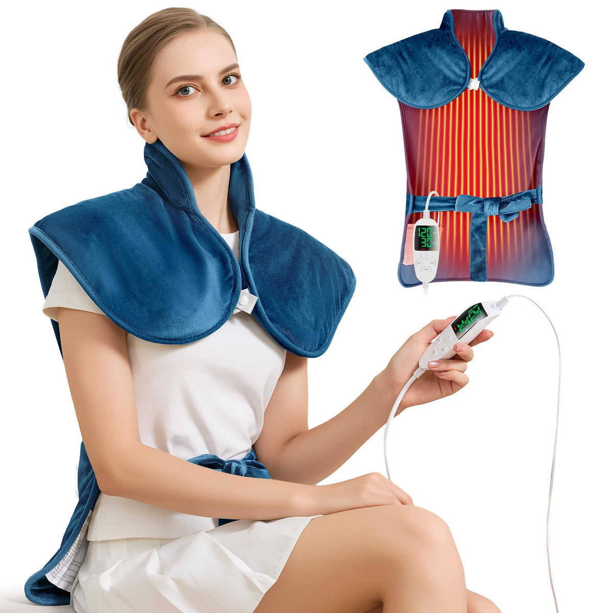 XIAOTONG portable heating pad provides hands-free warmth for neck, shoulders, and back.
