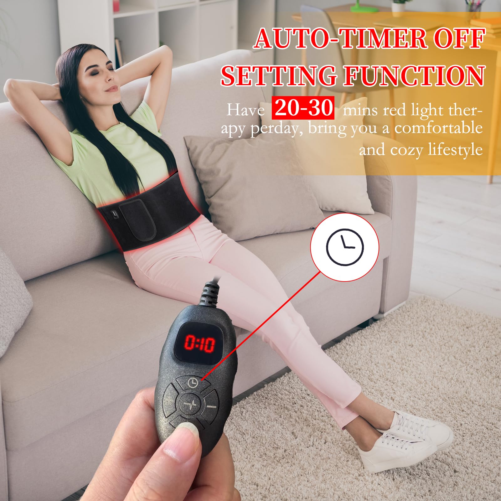 Xingruyu red light therapy belt adjustable intensity and timer controls
