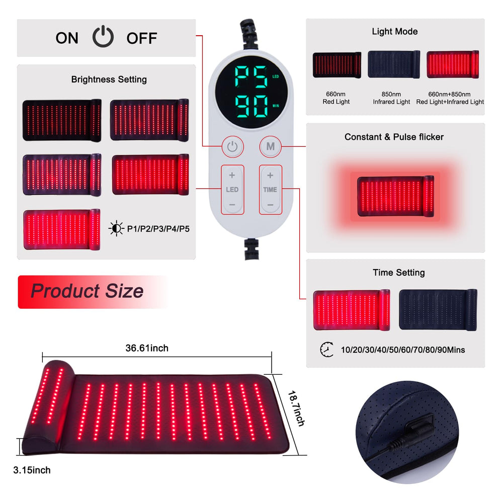 Xinheyie red light mat with 660nm red light targets surface tissues for refreshing ease.