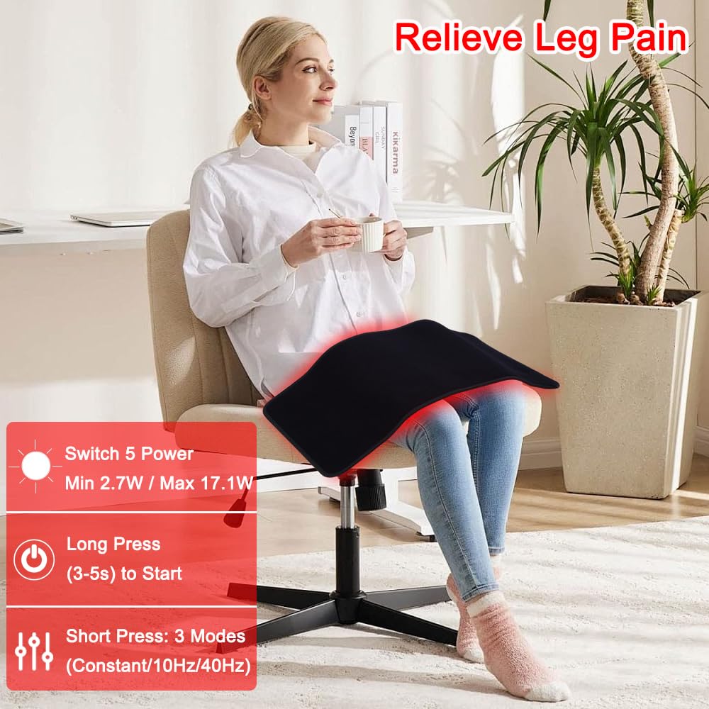 Xinheyie red light therapy pad with elastic strap wrap, versatile positioning.