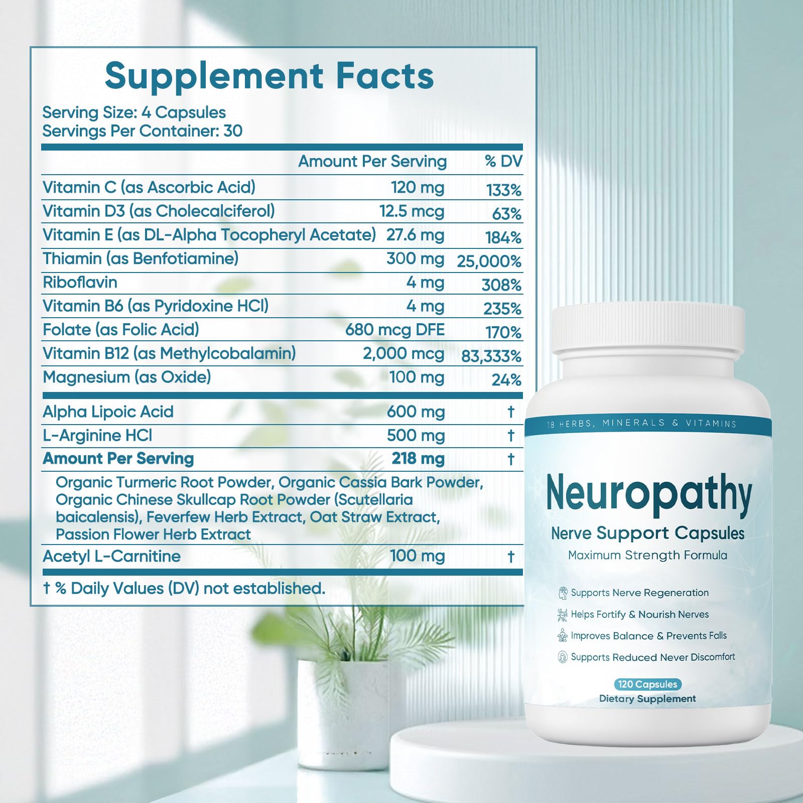 XIOEGSKE label closeup highlights 600 mg alpha lipoic acid and B-complex.