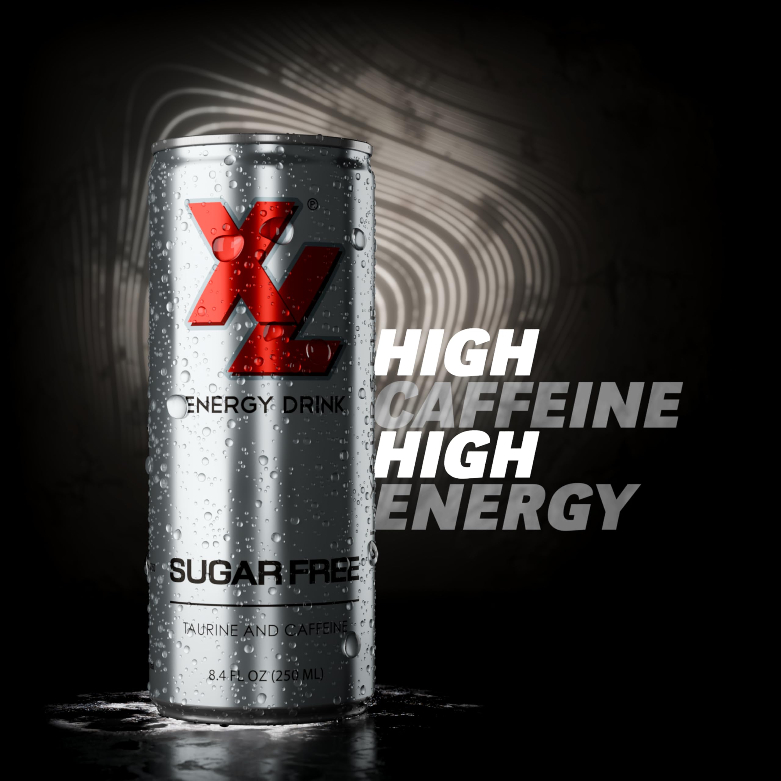 XL Energy Drink Sugar Free can emphasizes taurine for endurance support.