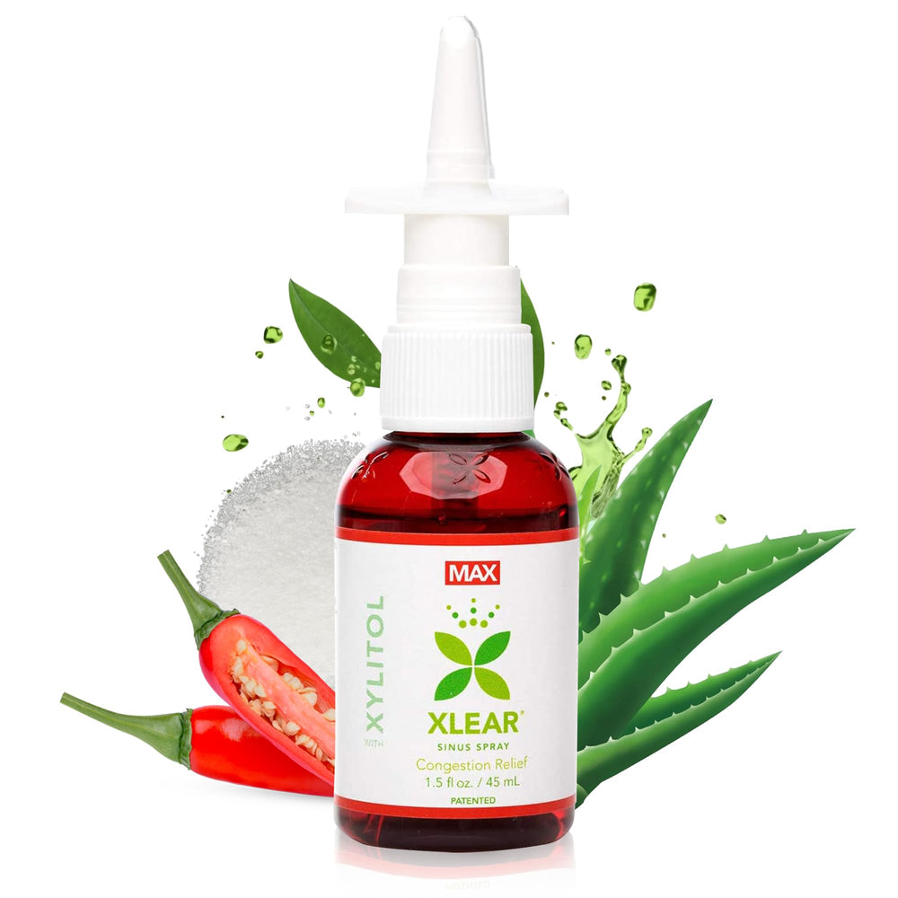 Xlear MAX nasal spray bottle for natural cleansing and moisturising nasal passages