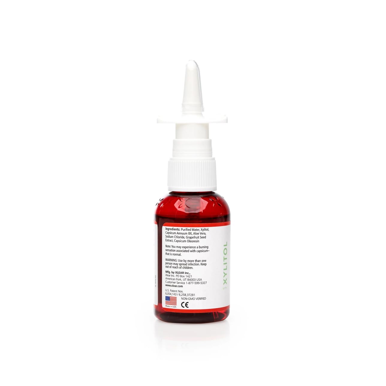 Close-up of Xlear MAX cap highlighting safety and easy use.