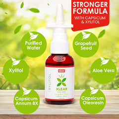 Xlear MAX cap close-up showing user-friendly nozzle for accurate dosing