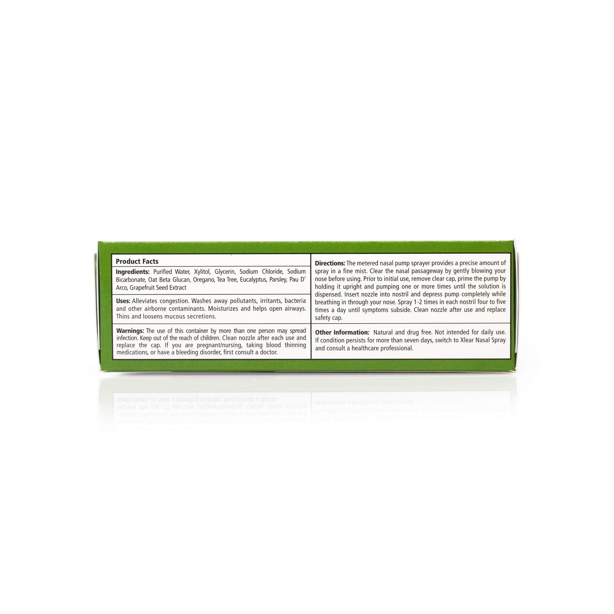 Xlear Rescue ingredients label highlighting herbal components.