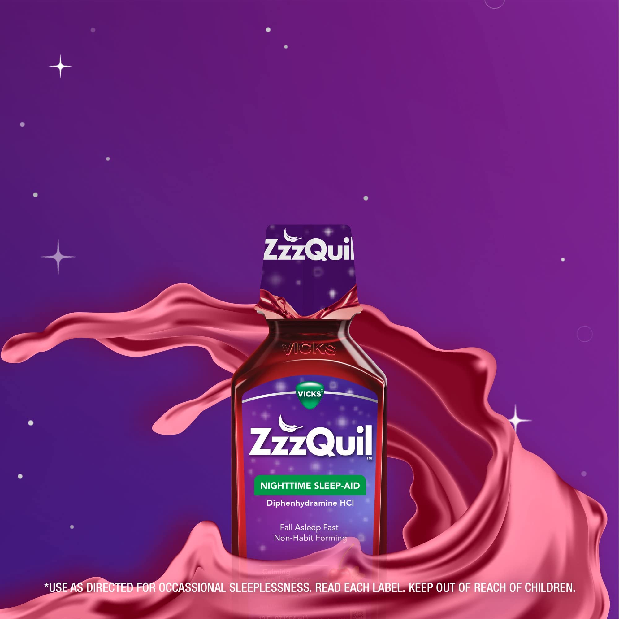 Xllent ZzzQuil bottle indicates suitability for adults and teens 12+