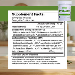 Closeup of Xooma Probiotix label highlighting 12 strains and CFU.