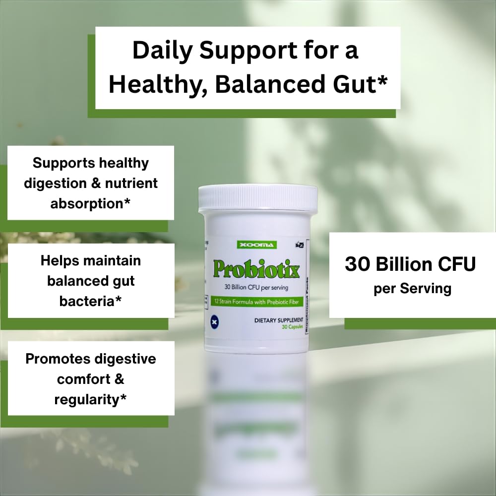 Xooma Probiotix prebiotic inulin with chicory root supporting gut bacteria.