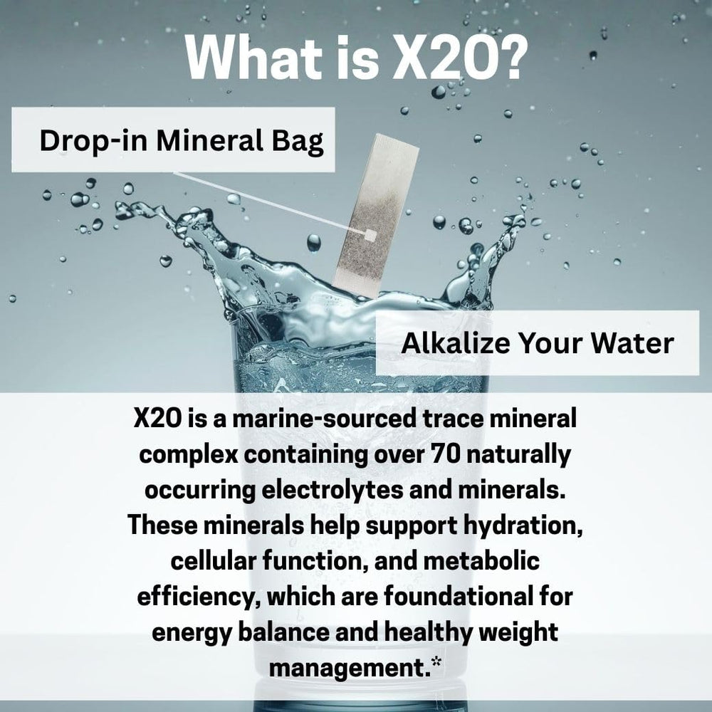 Xooma X2O infusion in a glass delivering mineral-enhanced hydration.