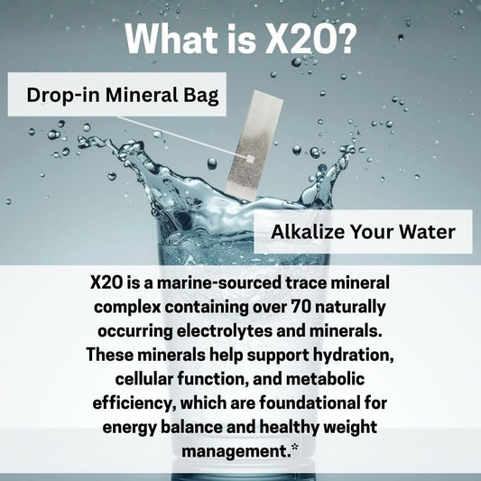 Xooma X2O infusion in a glass delivering mineral-enhanced hydration.