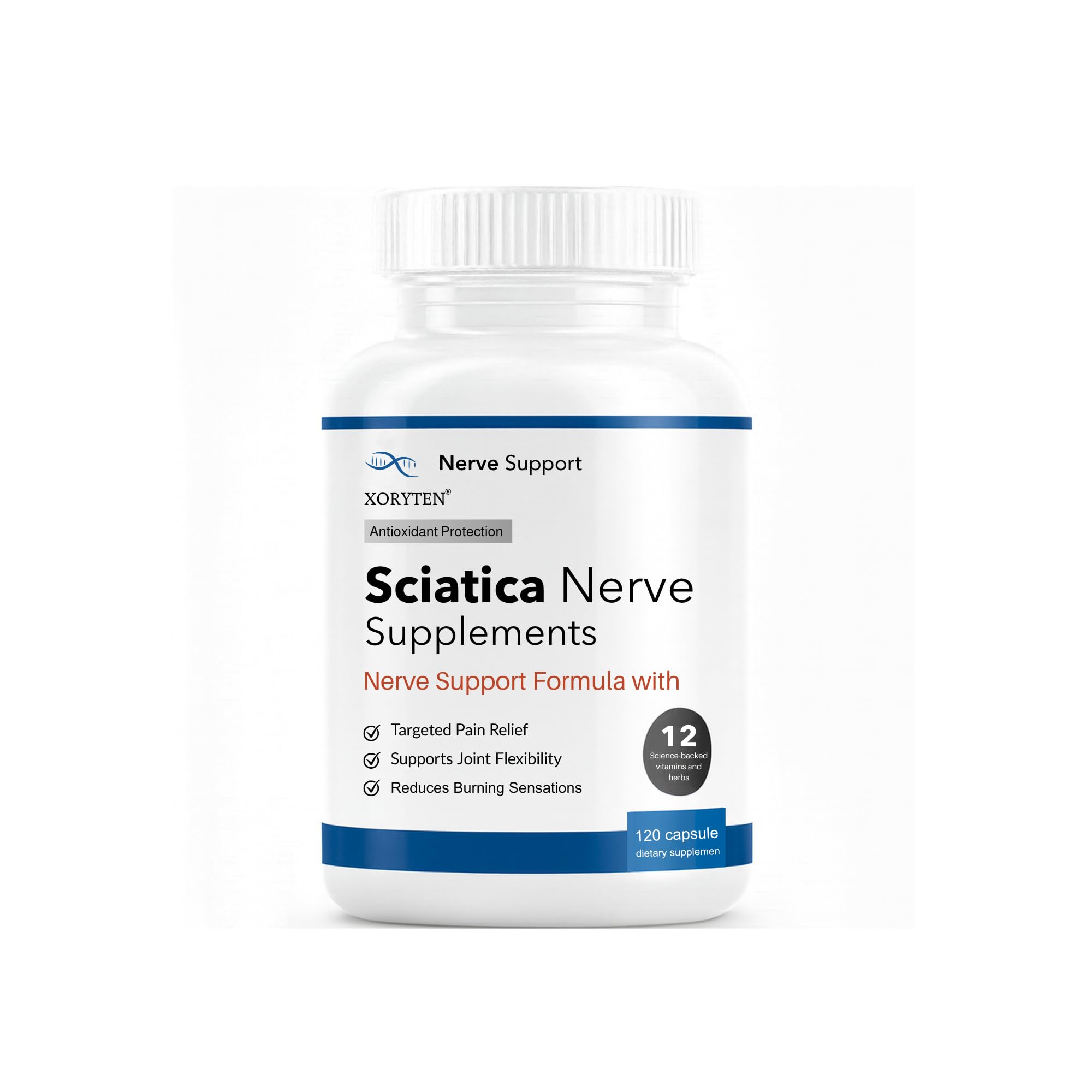 XORYTEN Sciatica relief capsules in bottle for daily use