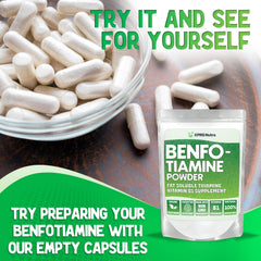Amber bottle of XPRS Nutra Benfotiamine on a shelf signaling premium quality.