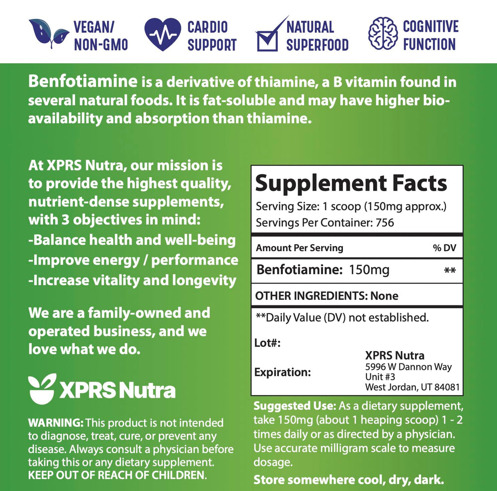 XPRS Nutra Benfotiamine powder ready for daily routine and focus support.