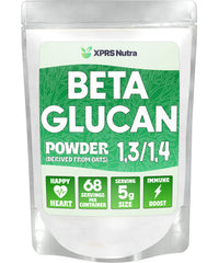 XPRS Nutra Beta Glucan Powder bottle with unflavored oat beta glucan for daily use, supporting digestive comfort.