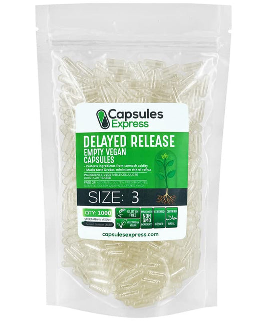 XPRS Nutra size 3 empty capsules in clear form, designed for quick dissolution.