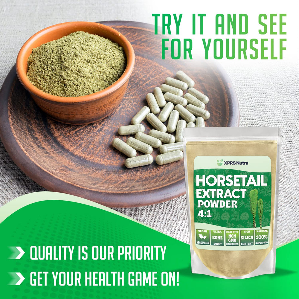 XPRS Nutra Horsetail silica-rich powder supports daily wellness routines.