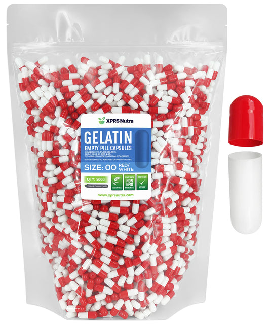 XPRS Nutra Size 00 empty capsules with clear shells for precise manual filling of DIY supplements.