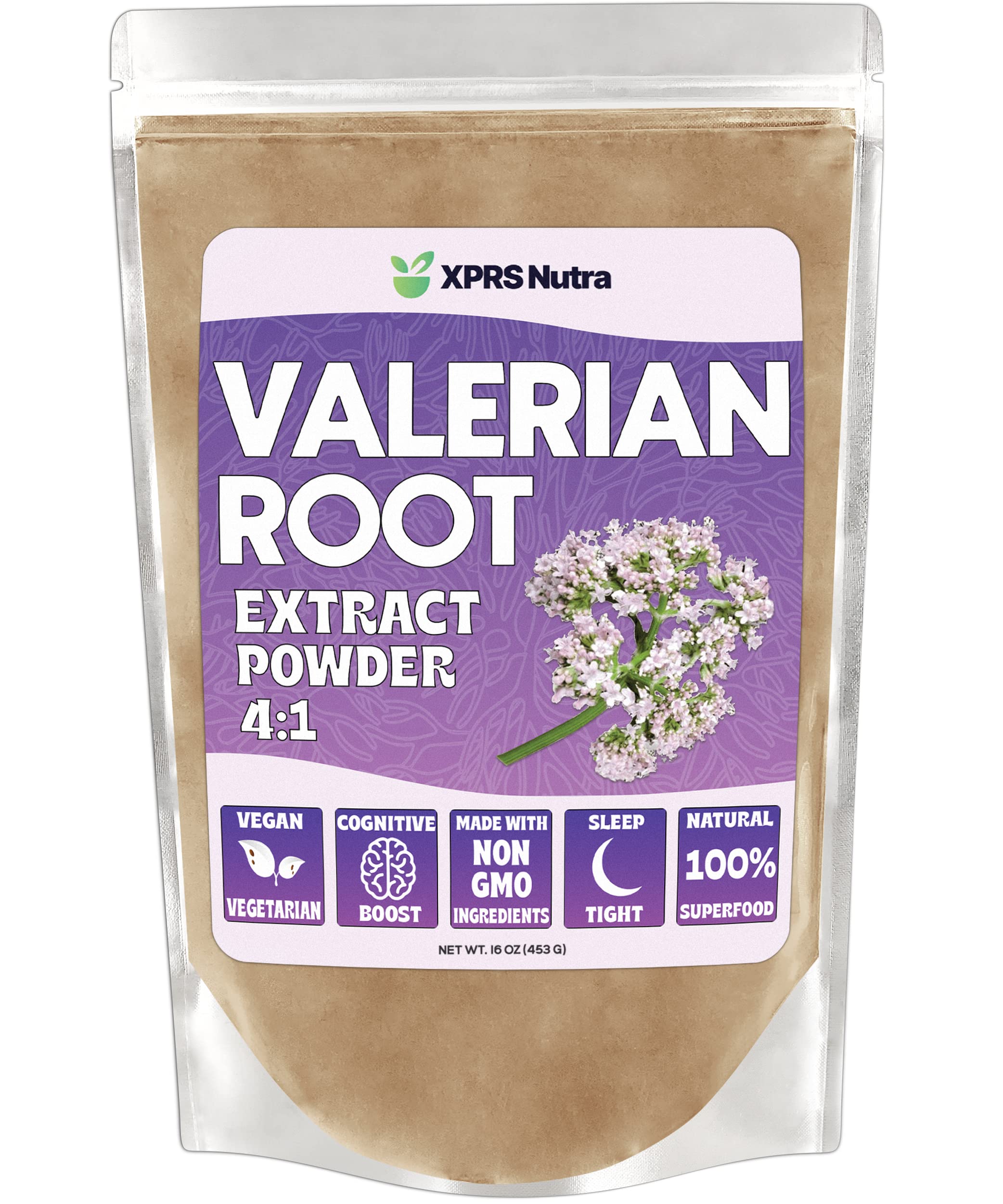 XPRS Nutra valerian root extract powder 4:1 bottle supports restful sleep and calm focus
