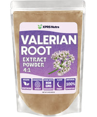XPRS Nutra valerian root extract powder 4:1 bottle supports restful sleep and calm focus