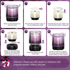 XQMI burn time label shows approximately 35 hours of fragrance per refill.