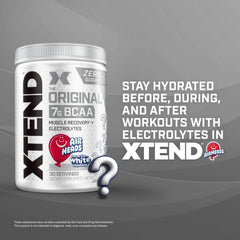 Xtend Airheads Candy label closeup communicates ingredients and sugar-free composition.
