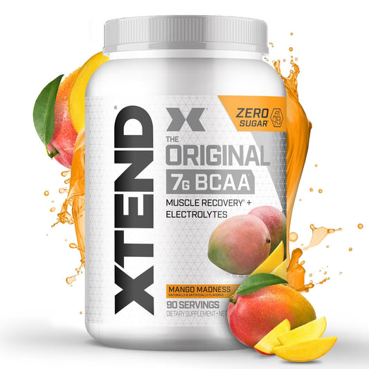 Xtend Original BCAA Powder Mango Madness bottle for post-workout recovery