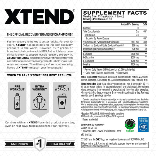 Xtend BCAA Powder Mango Madness pour showing easy mixing for hydration during training