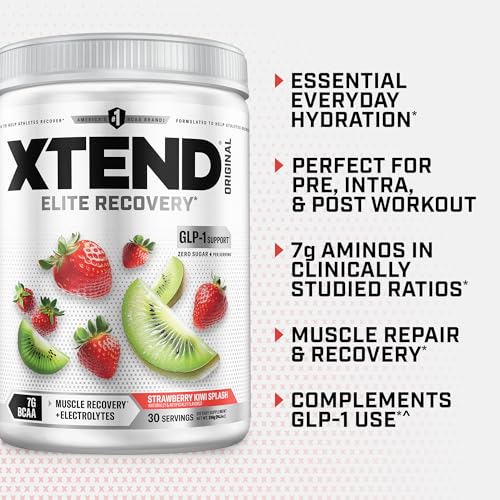 Athlete pouring Xtend Original BCaa hydration drink during training for endurance.