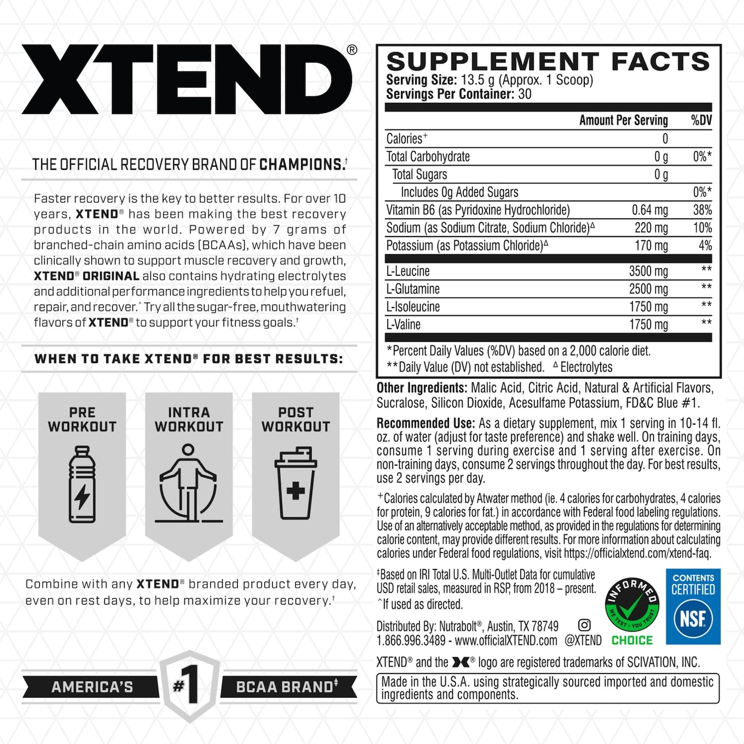 Xtend Original BCAA powder dissolving in water for quick hydration