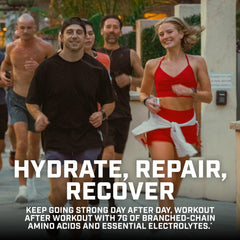Xtend Original BCAA Powder lemon lime drink being prepared for post‑workout recovery.
