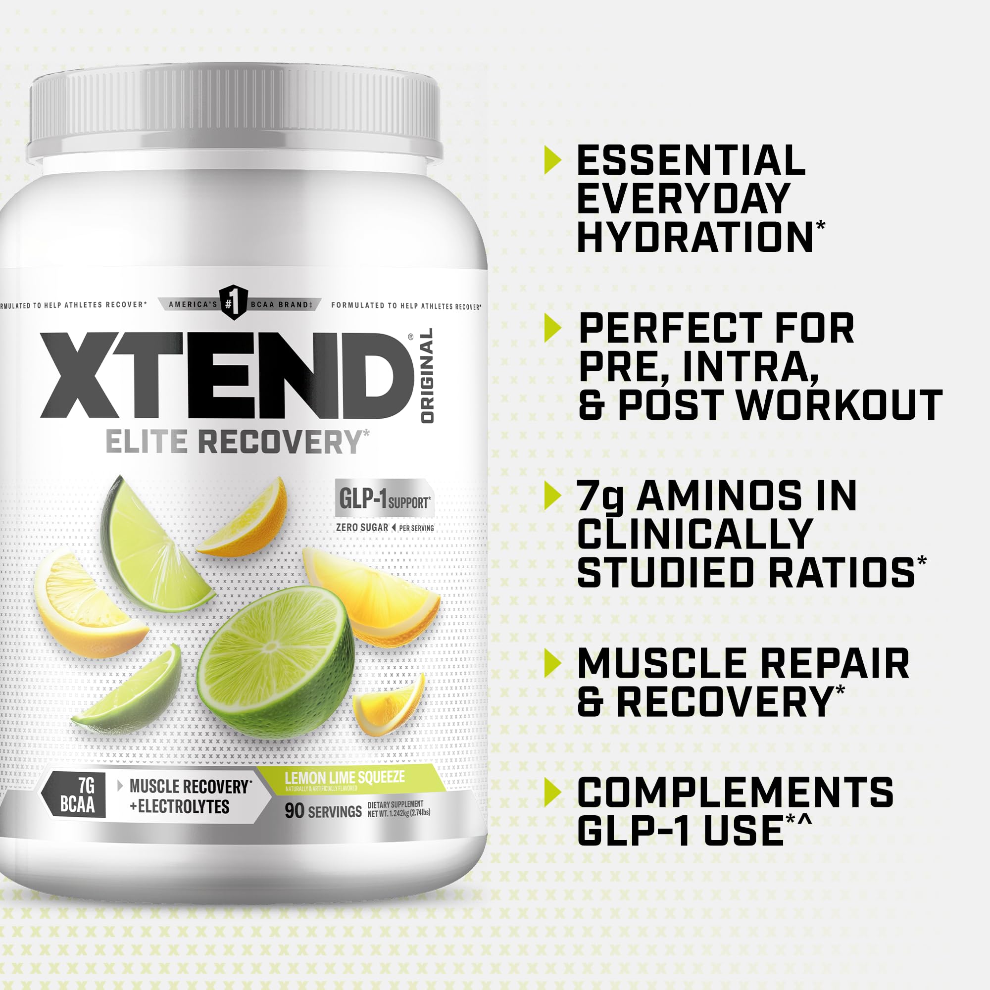 Xtend Original BCAA Powder includes electrolytes to boost hydration during training.