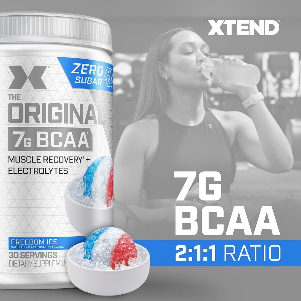 Glass with ice featuring Xtend BCAA Freedom Ice flavor
