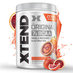 Xtend Original BCAAs bottle on shelf supports lean muscle recovery after workouts.
